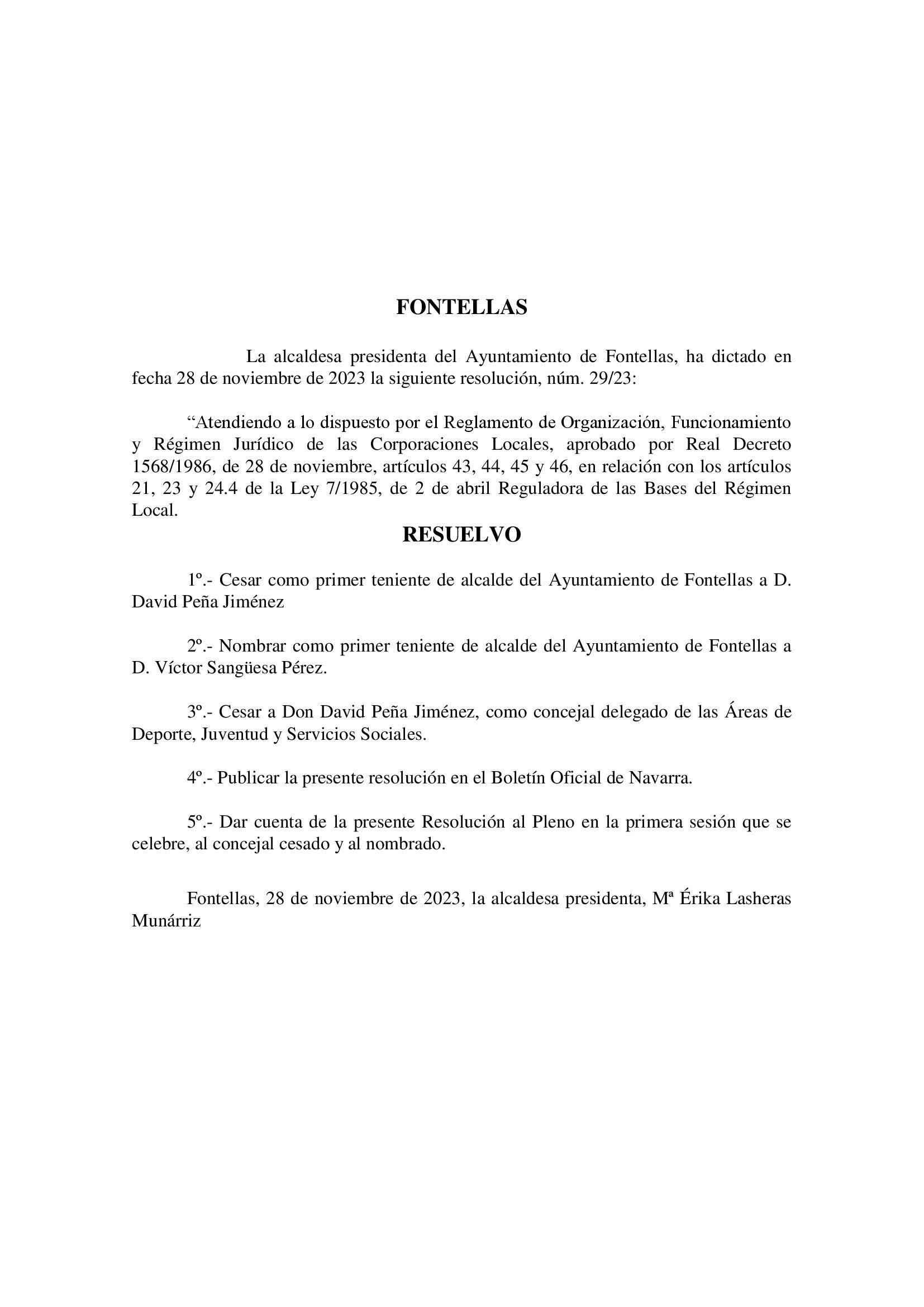 Anuncio BON cese y nombramiento