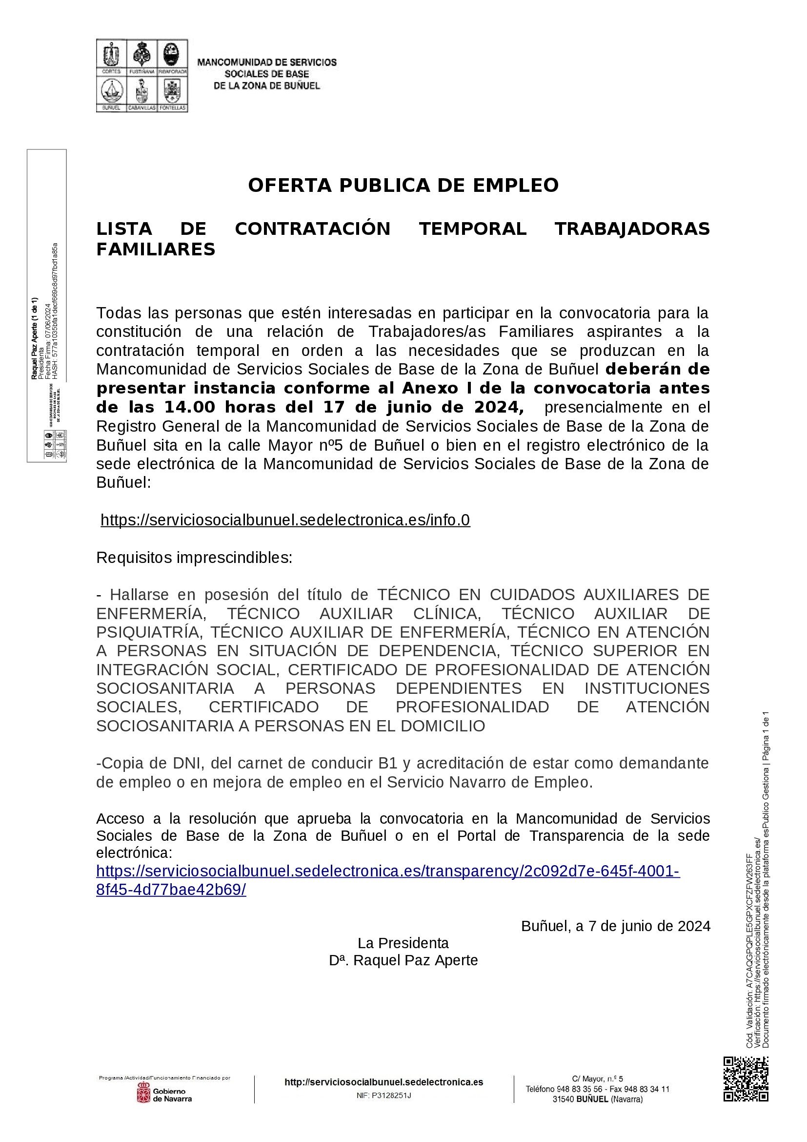 Contratación temporal de Trabajadores_as Familiares