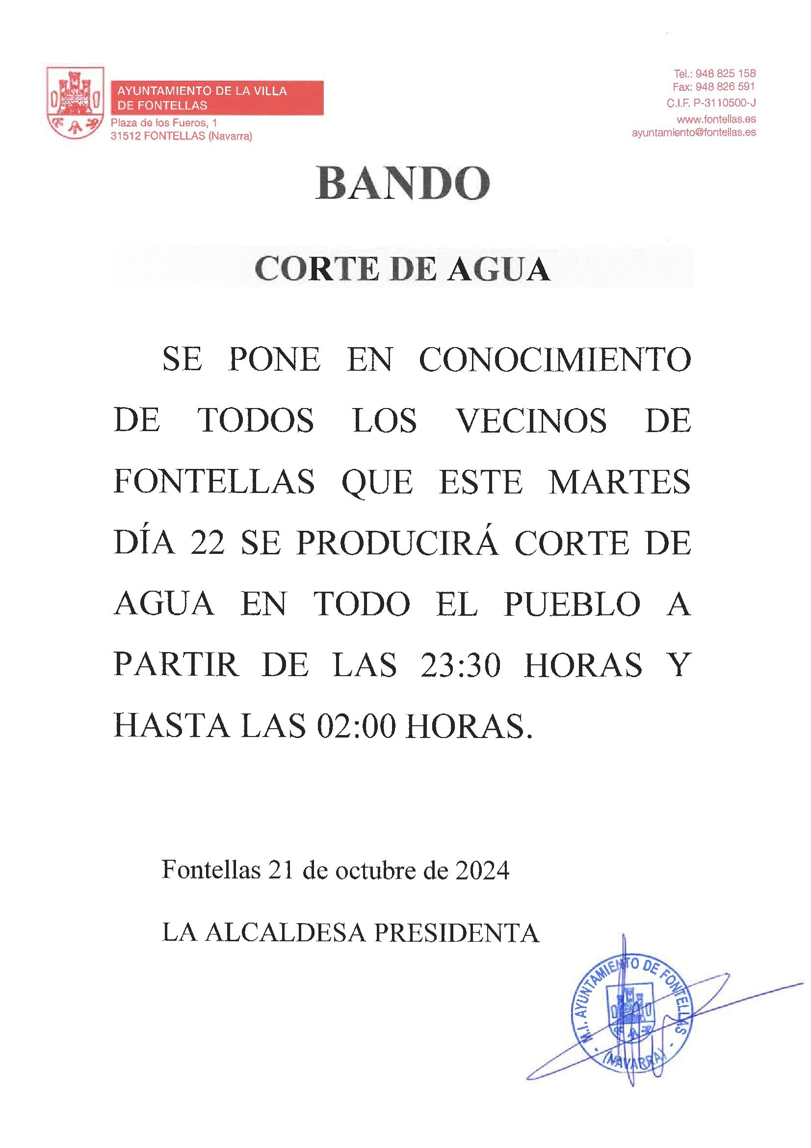 BANDO Corte Agua