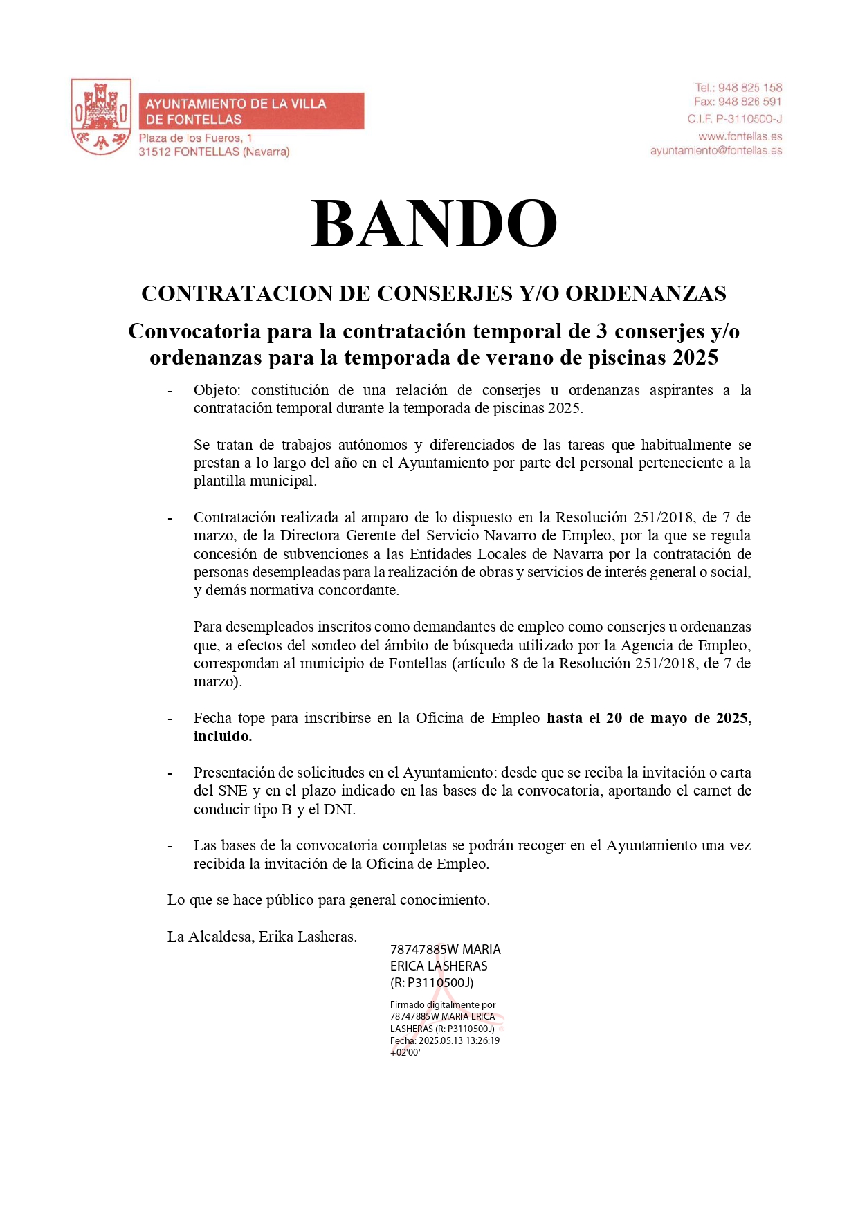 Bando contratación conserjes u ordenanzas para las piscinas 2025_page-0001