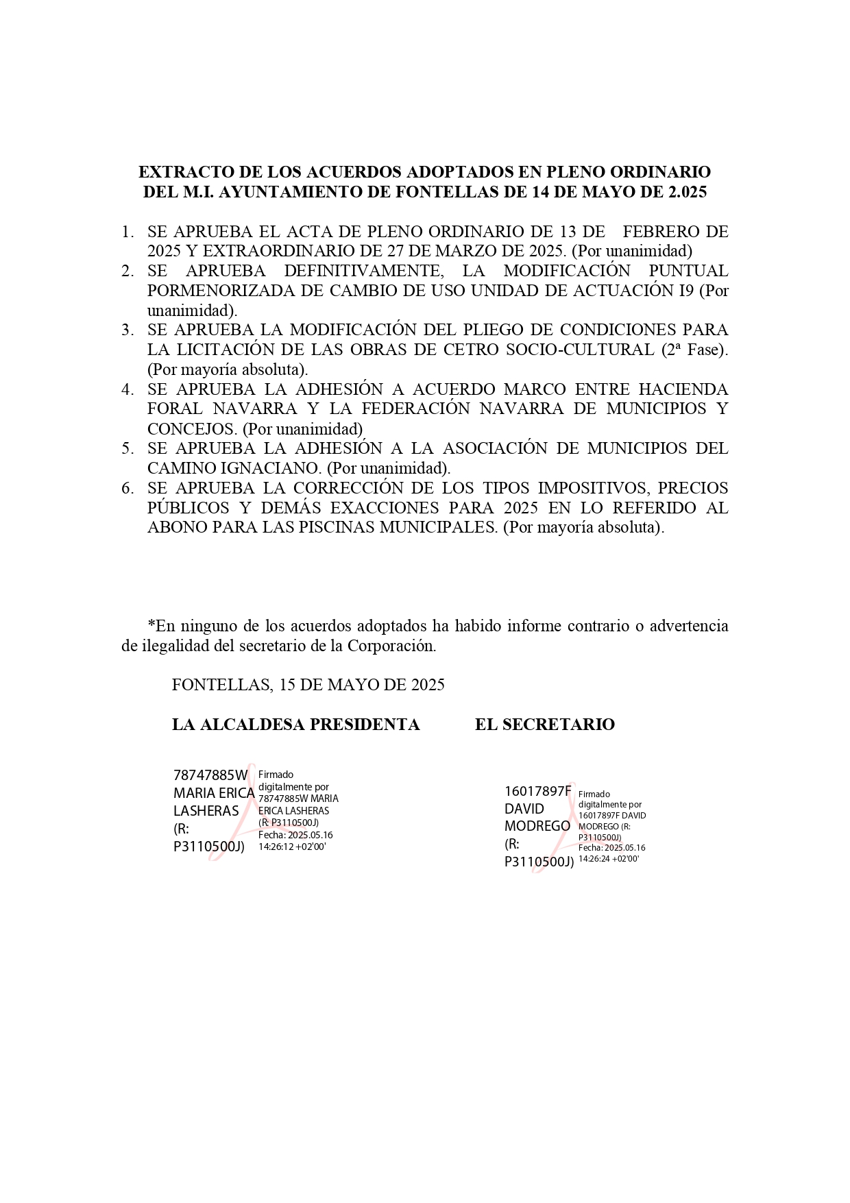 EXTRACTO ACUERDOS DE PLENO 140525