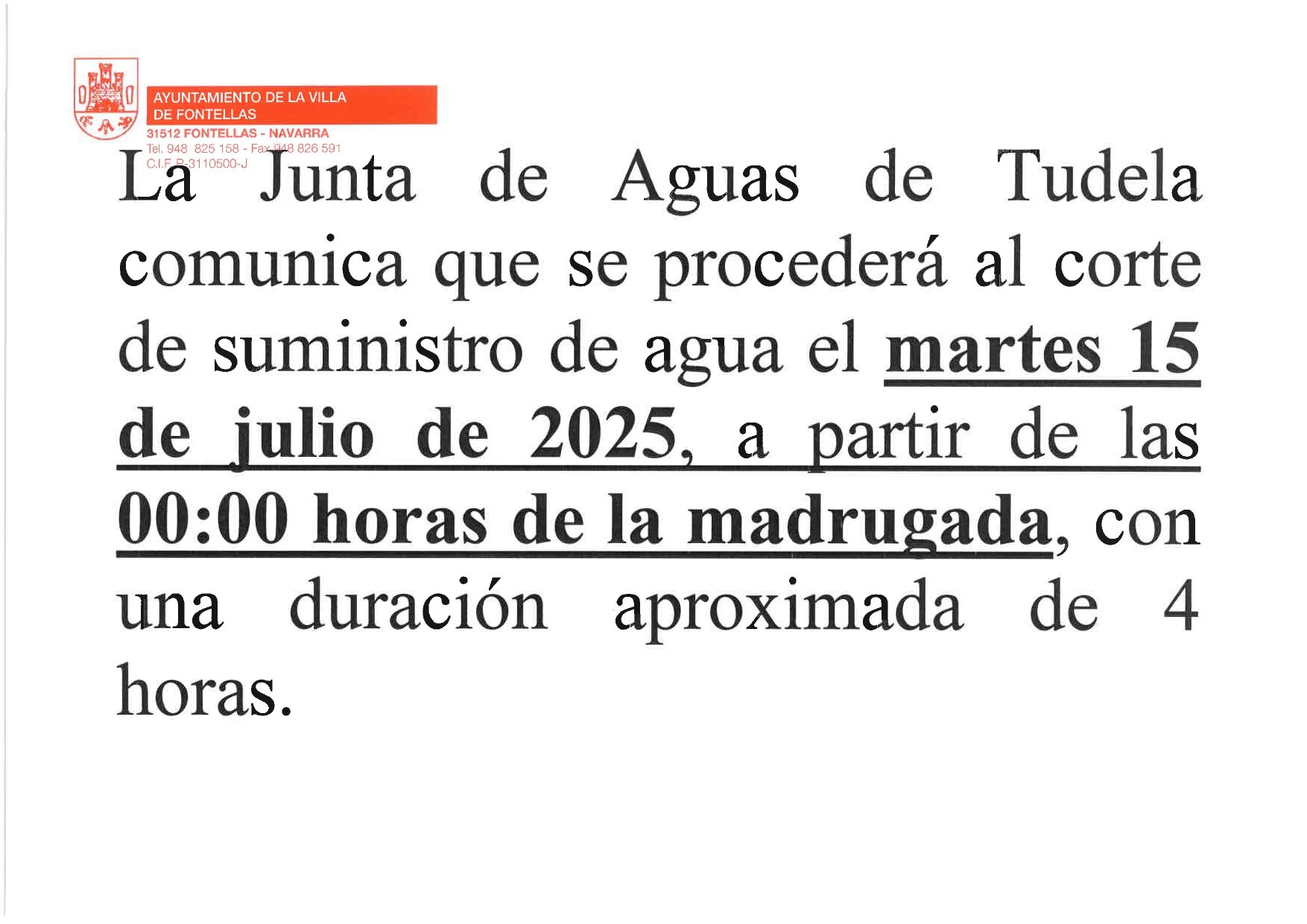 Corte agua julio 25