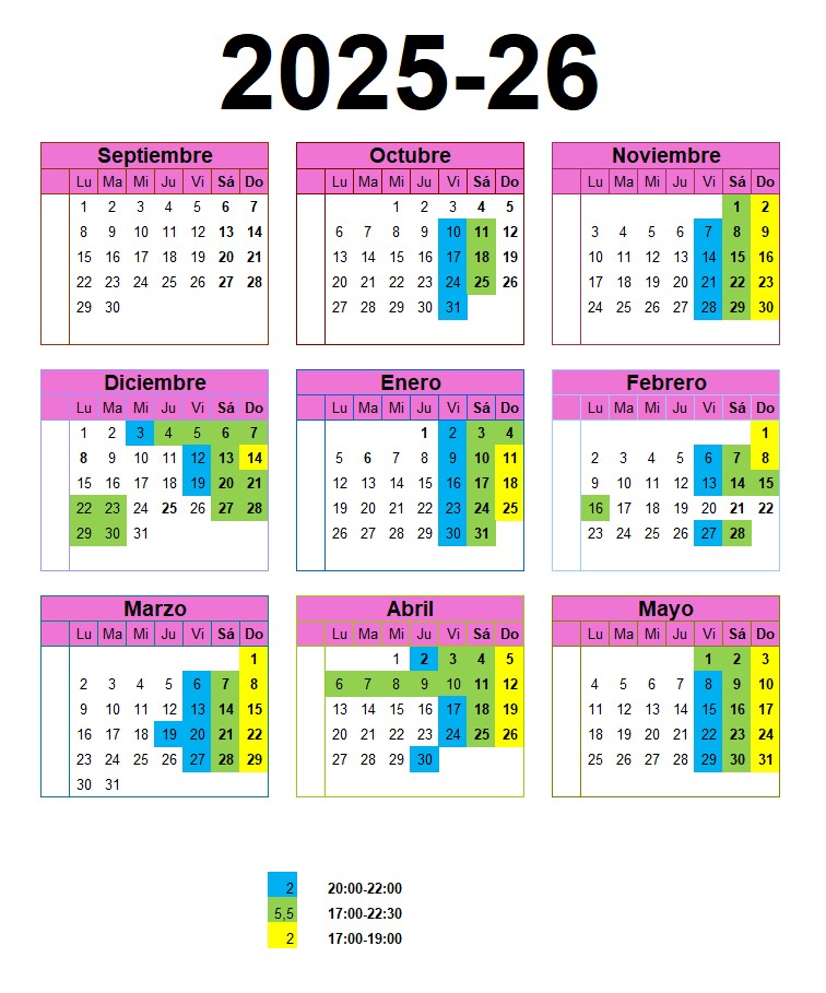 Calendario Centro Juvenil 25-26