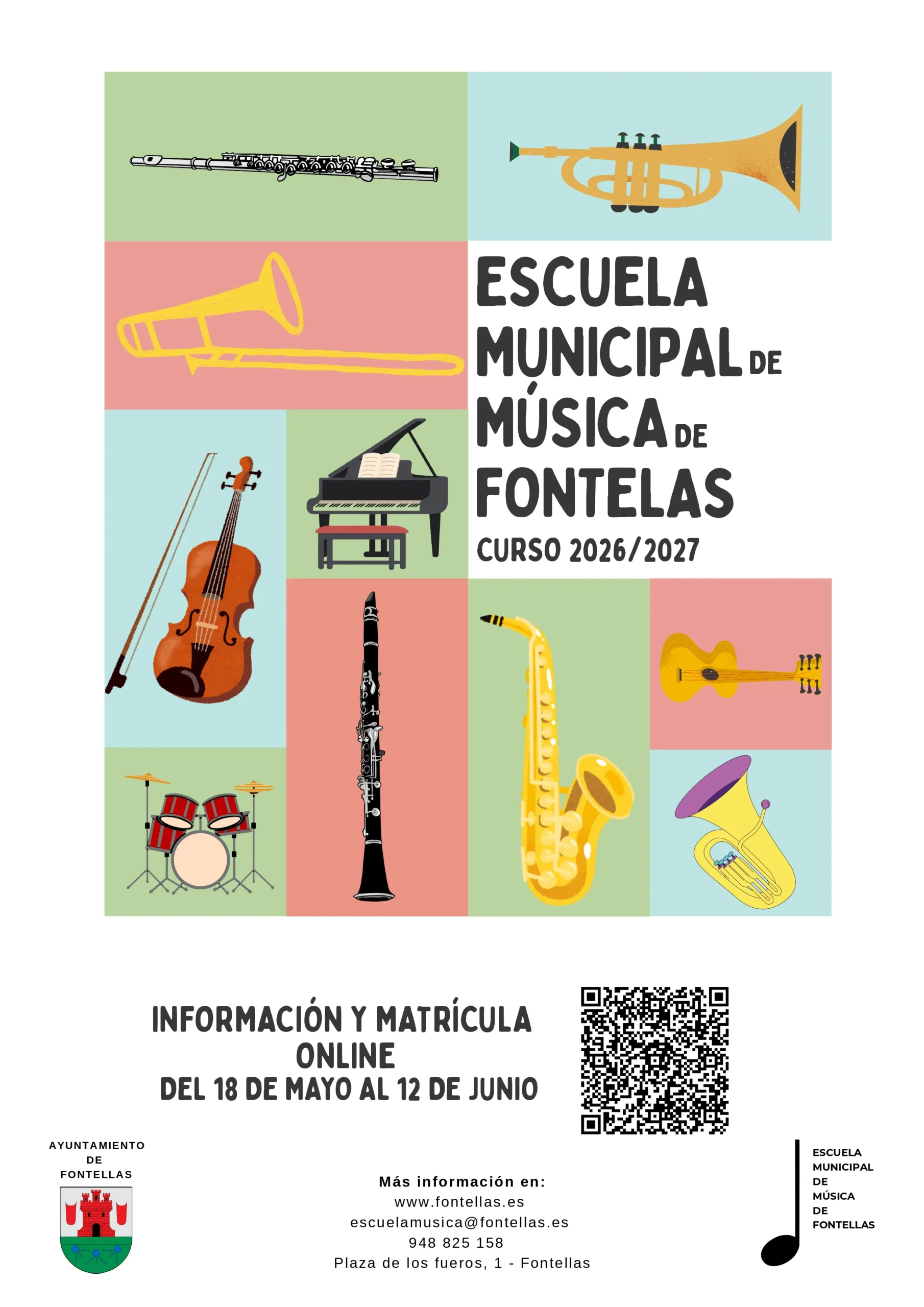 Matriculación Escuela de Música de Fontellas Curso 2026-27