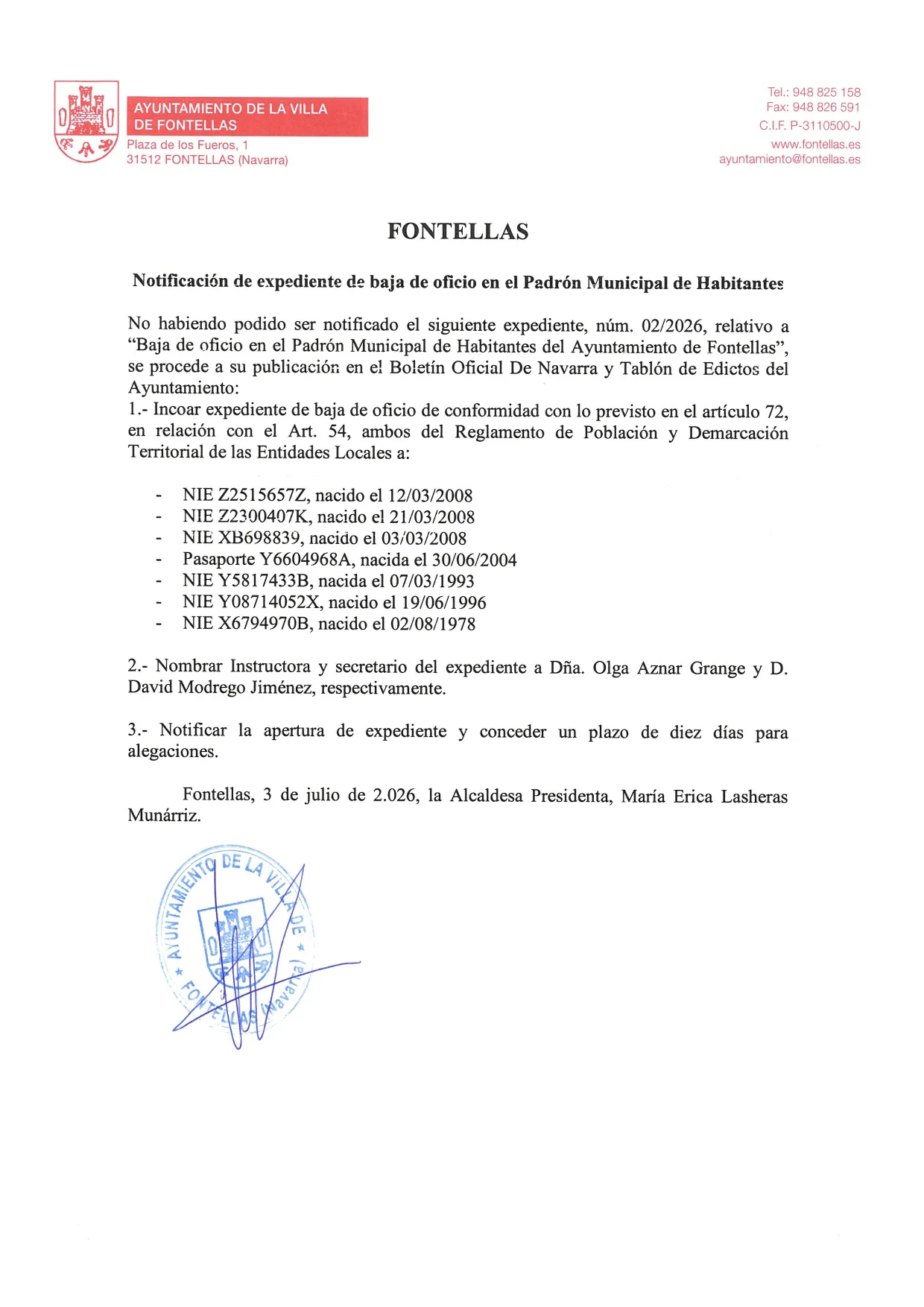 Boletin baja de padron
