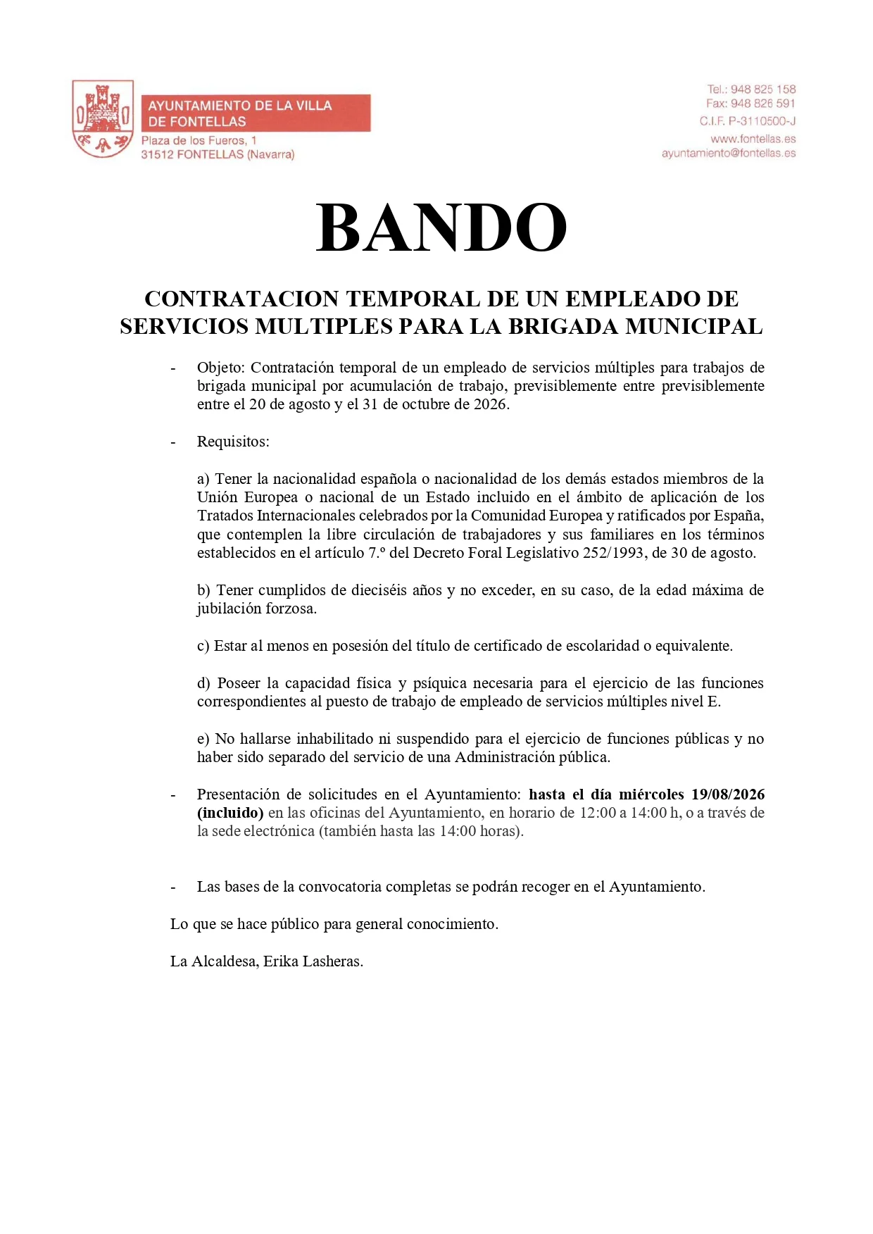 Bando para contratación de empleado de servicios múltiples para la brigada municipal agosto 2026_page-0001